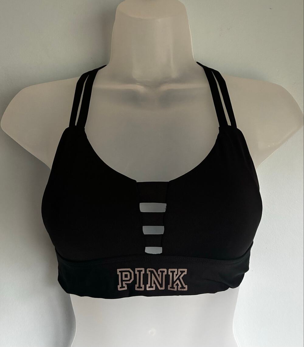 PINK Victoria's Secret Ultimate Sports Bra Bralette Black Strappy XS